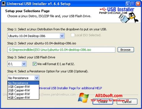 צילום מסך Universal USB Installer Windows 10