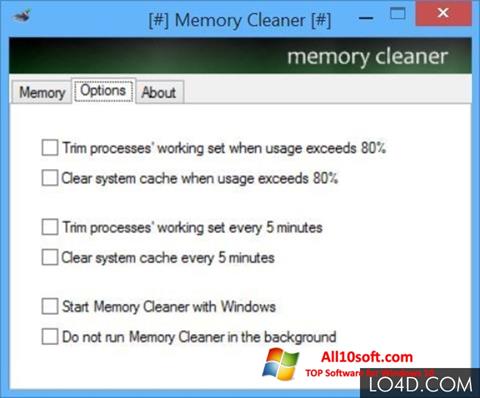 צילום מסך Memory Cleaner Windows 10