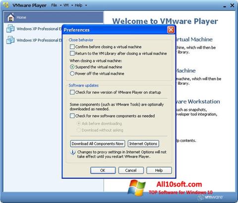 צילום מסך VMware Player Windows 10