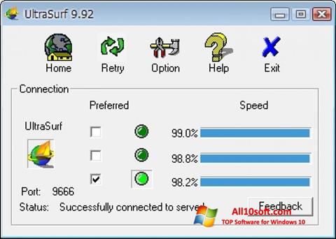 צילום מסך UltraSurf Windows 10