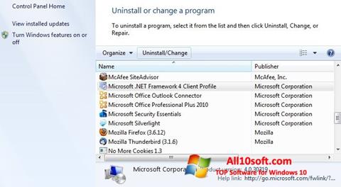 צילום מסך Microsoft .NET Framework Windows 10