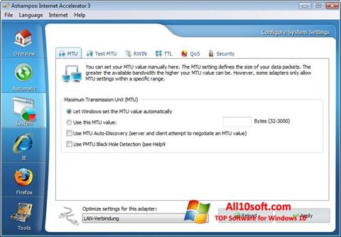 צילום מסך Ashampoo Internet Accelerator Windows 10