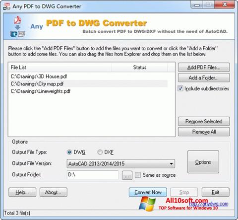 צילום מסך PDF to DWG Converter Windows 10