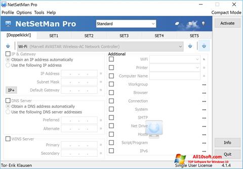 צילום מסך NetSetMan Windows 10