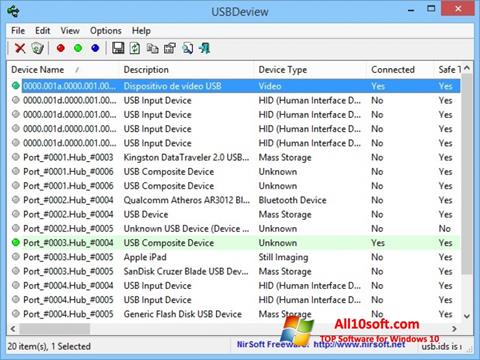 צילום מסך USBDeview Windows 10