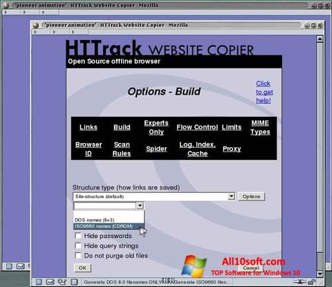 צילום מסך HTTrack Website Copier Windows 10