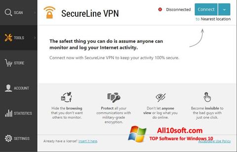 צילום מסך Avast SecureLine VPN Windows 10