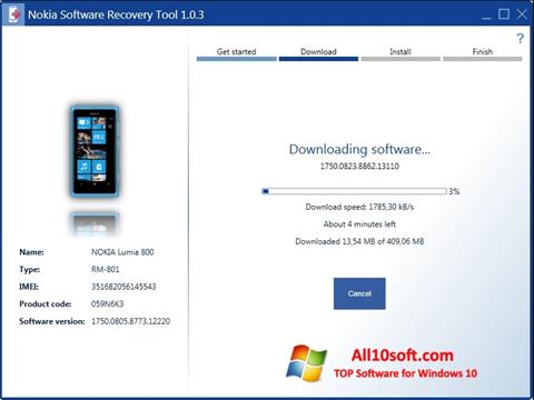 צילום מסך Nokia Software Recovery Tool Windows 10