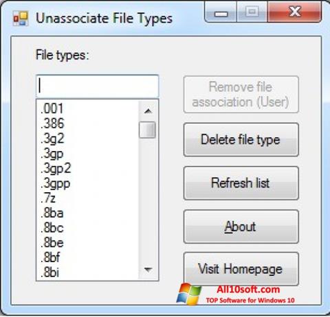 צילום מסך Unassociate File Types Windows 10