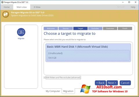 צילום מסך Paragon Migrate OS to SSD Windows 10