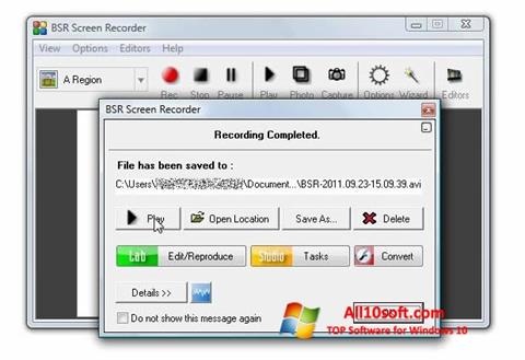 צילום מסך BSR Screen Recorder Windows 10