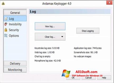 צילום מסך Ardamax Keylogger Windows 10