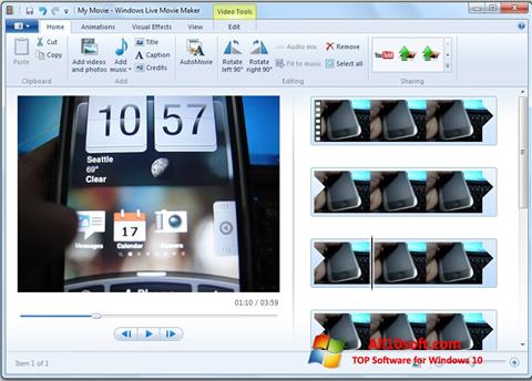 צילום מסך Windows Live Movie Maker Windows 10