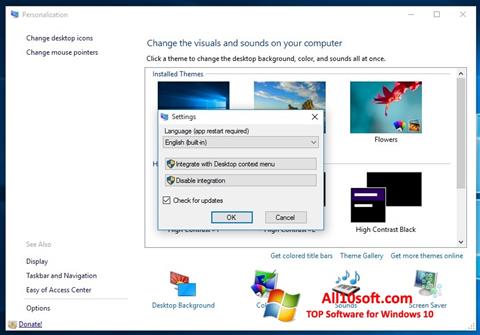 צילום מסך Personalization Panel Windows 10