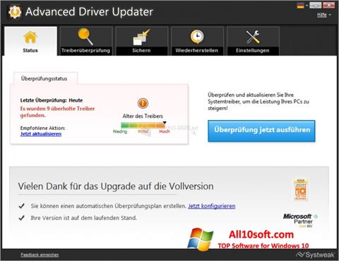 צילום מסך Advanced Driver Updater Windows 10